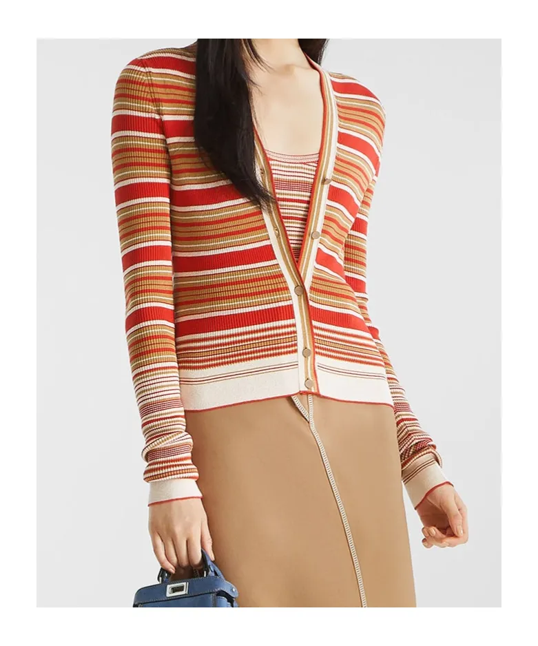 Striped Cotton And Silk Cardigan