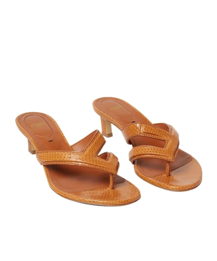 Medium-Heeled Thong Sandals