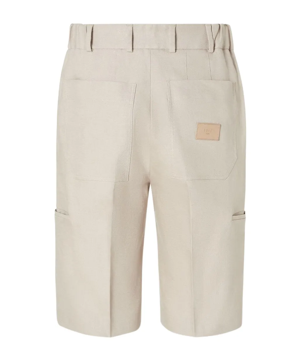 Straight-Cut Pleated Bermuda Shorts