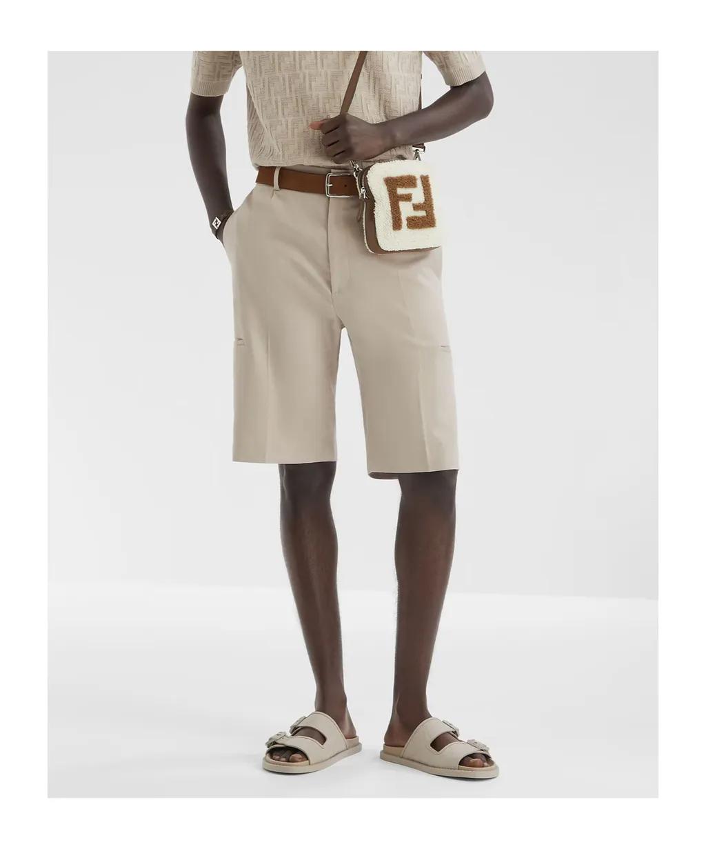 Straight-Cut Pleated Bermuda Shorts