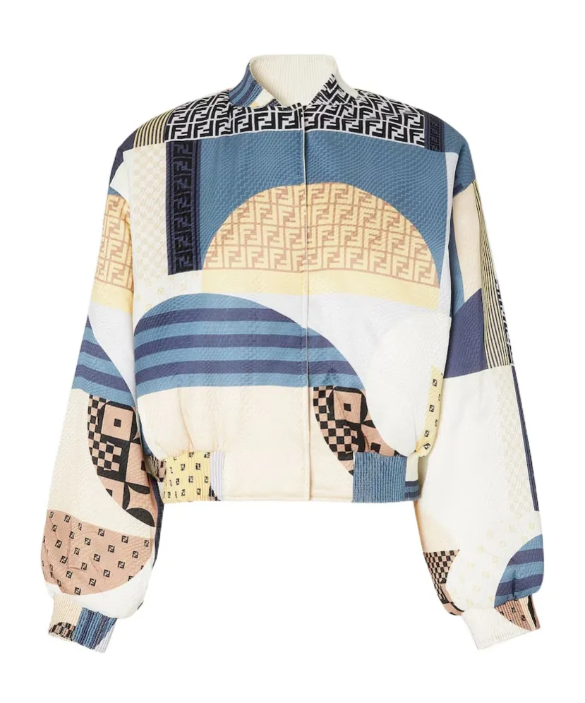 Patchwork Printed Bomber Jacket
