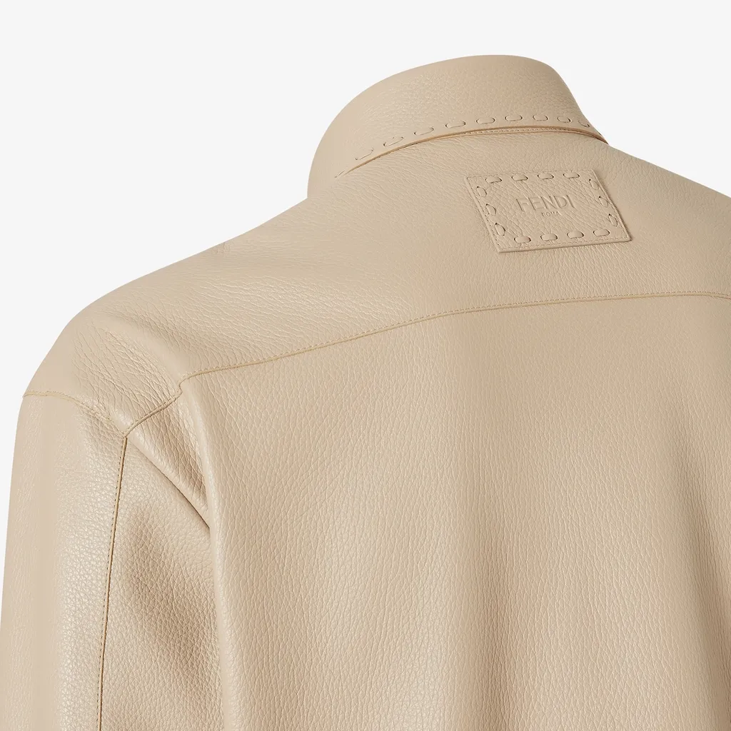 Long Sleeved Snapped Leather Jacket
