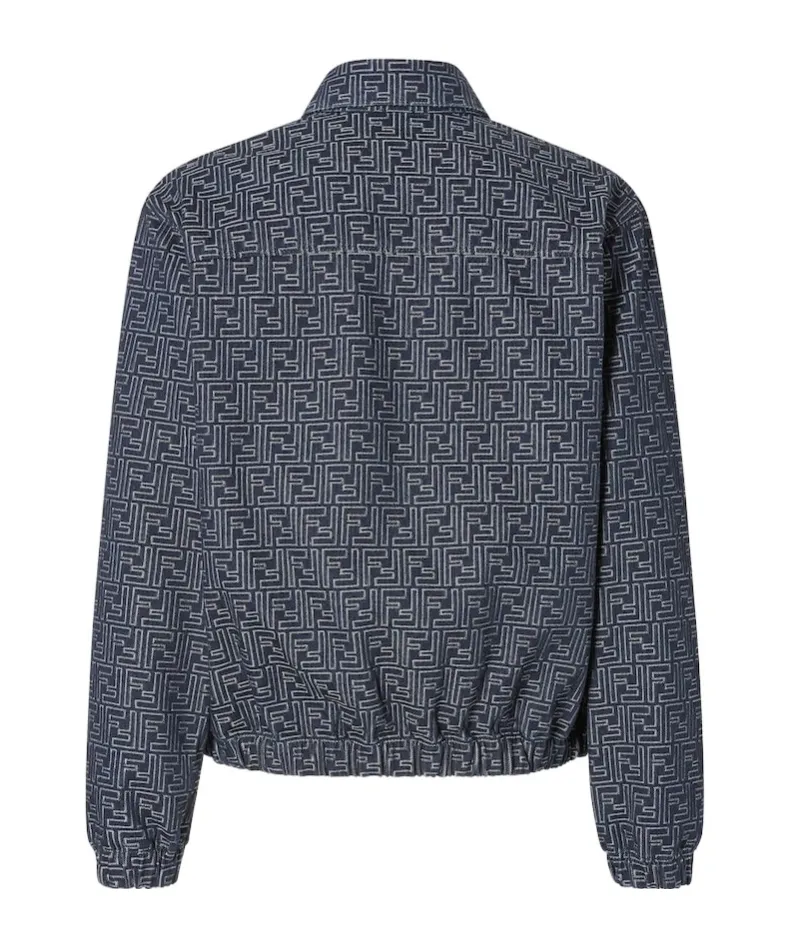 Ff Jacquard Collared Zip-Up Bomber Jacket
