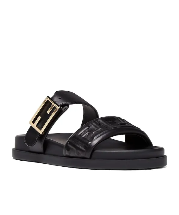 Feel Ff Embossed Double Band Sandals