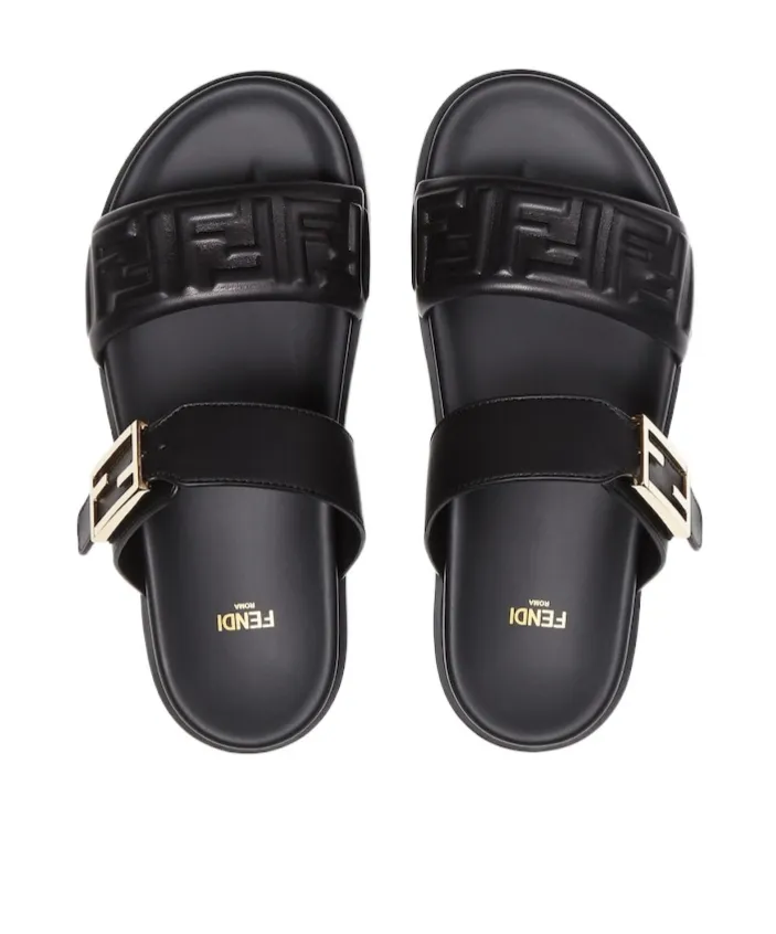 Feel Ff Embossed Double Band Sandals