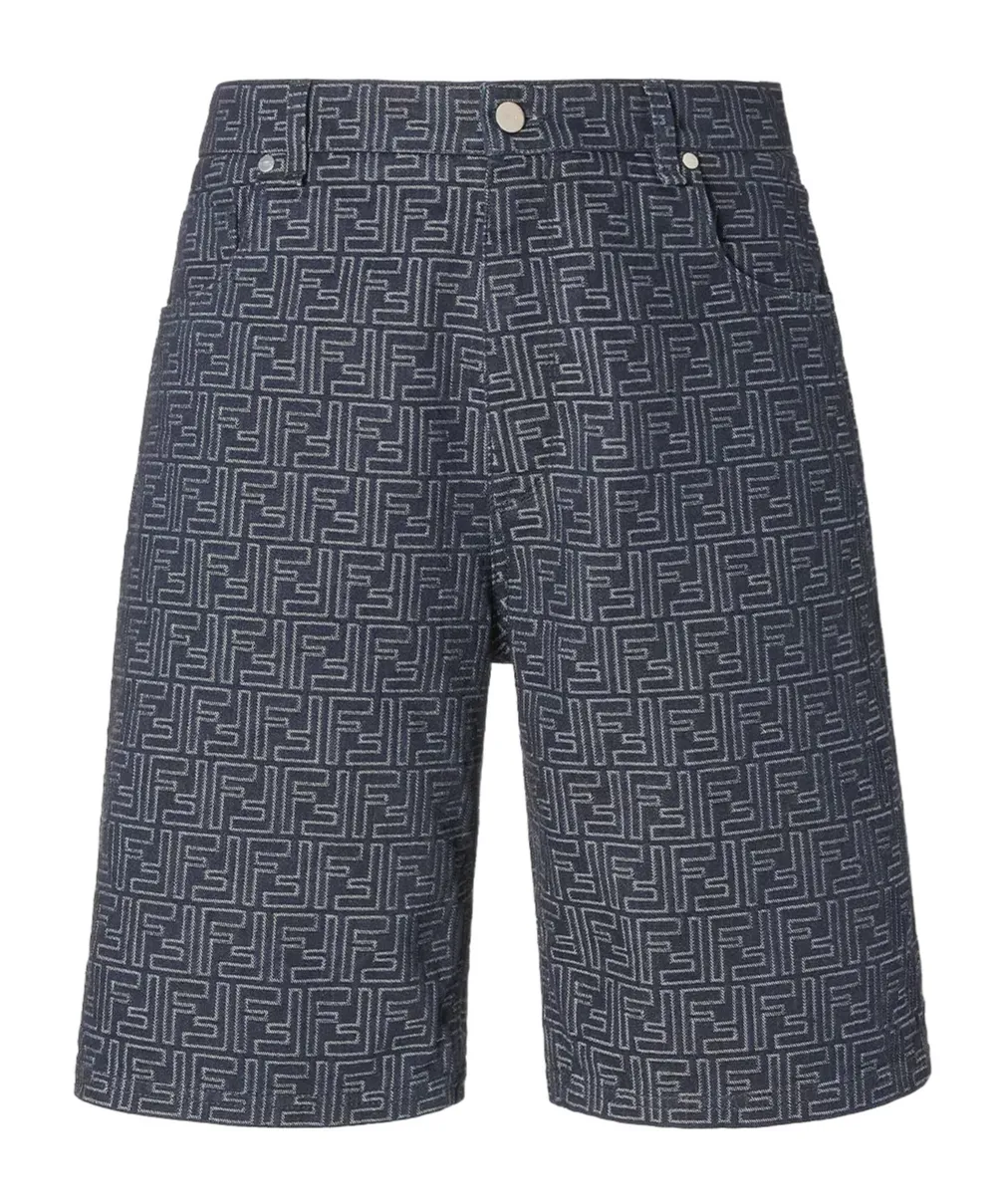 Ff Jacquard Denim Shorts