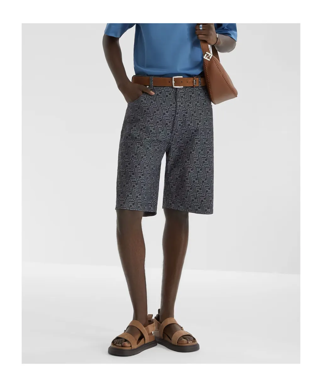 Ff Jacquard Denim Shorts