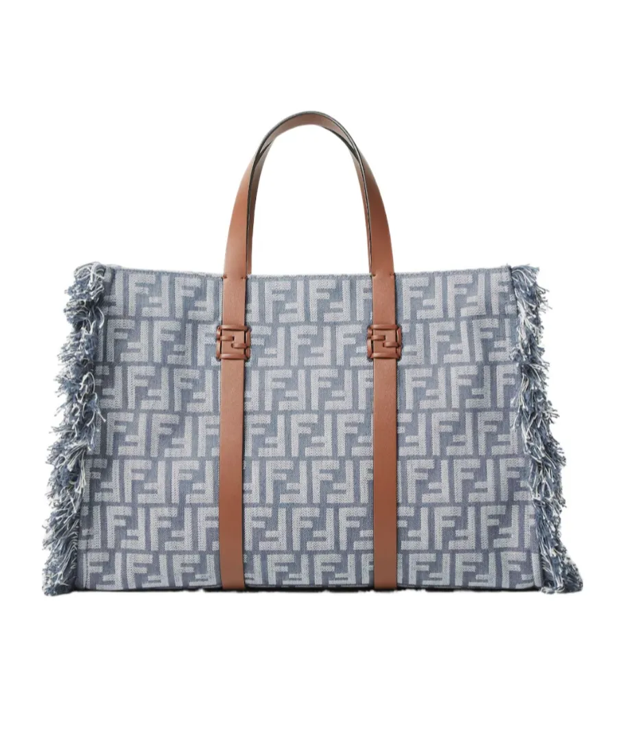 Summer Ff Jacquard Fringed Tote Bag