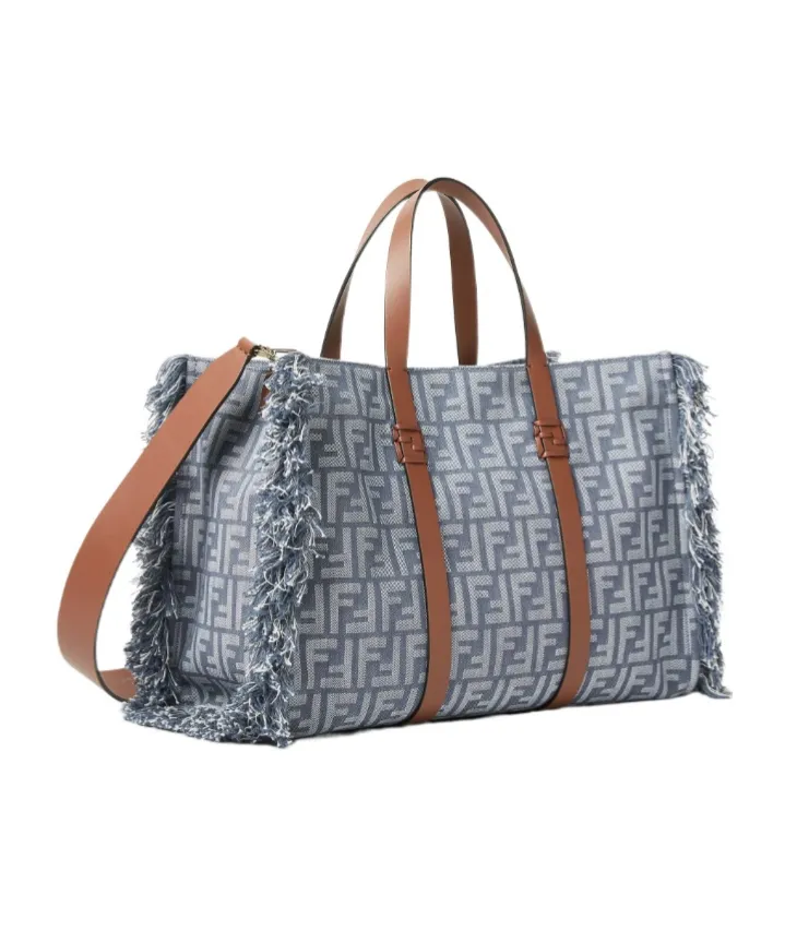 Summer Ff Jacquard Fringed Tote Bag
