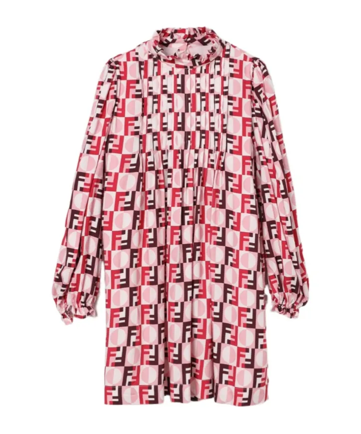 All-Over Printed Ruffled Dress