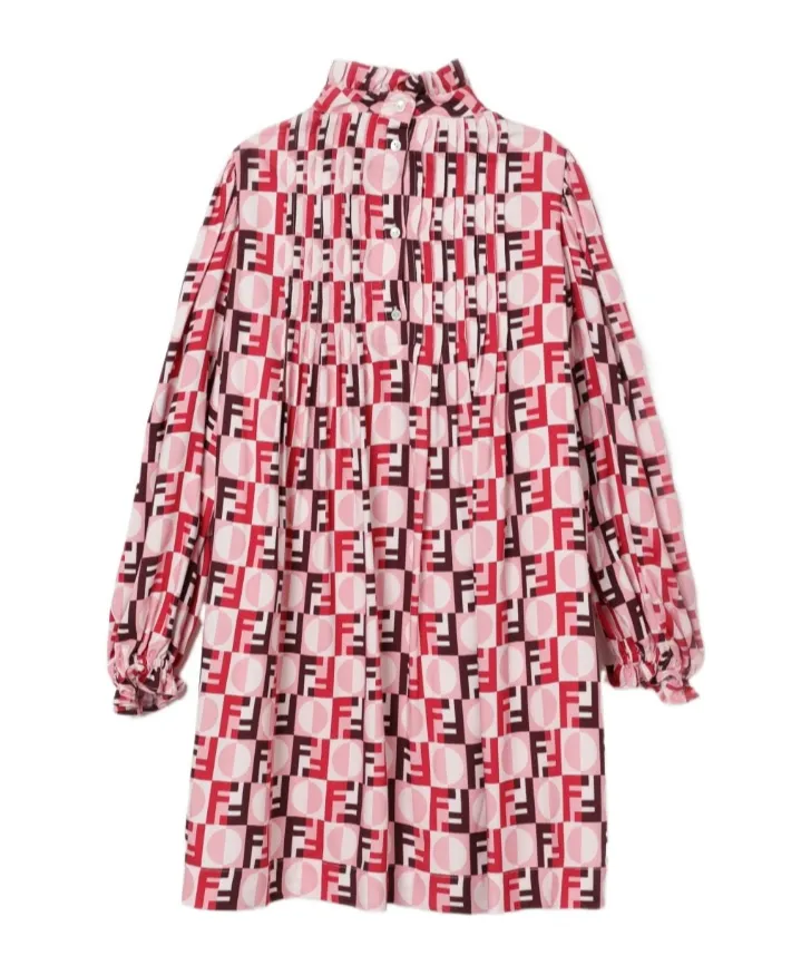 All-Over Printed Ruffled Dress