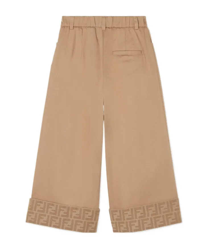 Caramel Gabardine Junior Pants With Logo