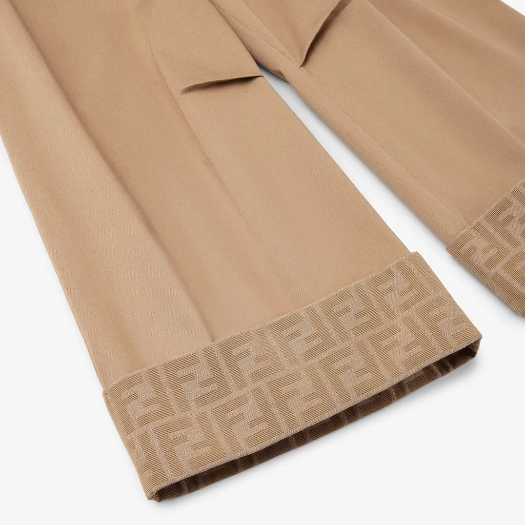 Caramel Gabardine Junior Pants With Logo