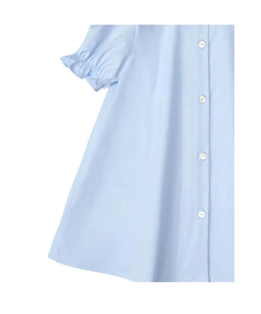 Puff-Sleeve Embroidered Dress