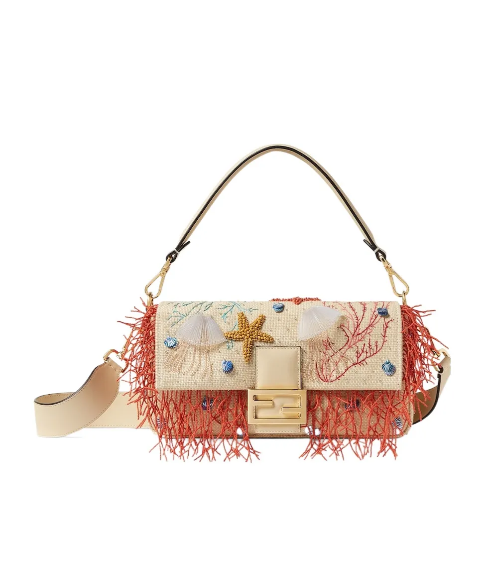 Woven Bag With Sea Garden Embroideries