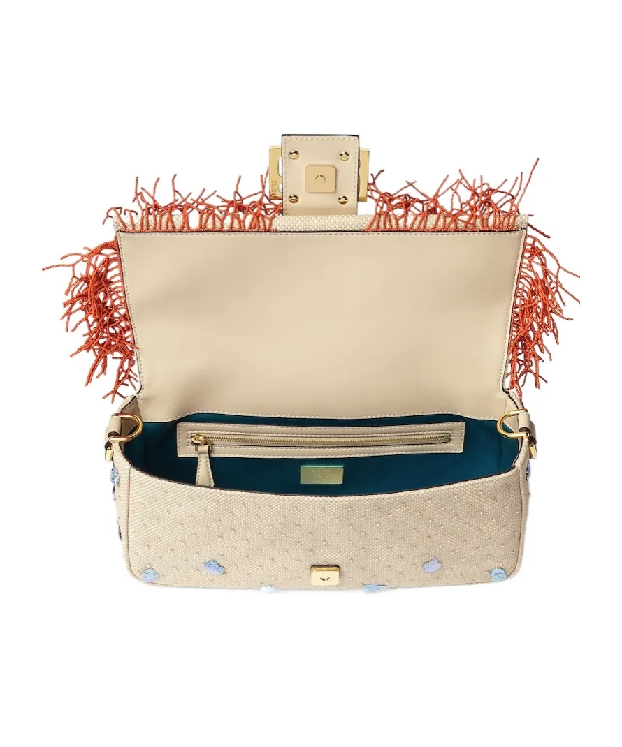 Woven Bag With Sea Garden Embroideries