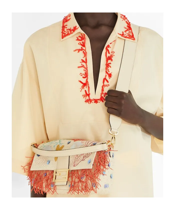 Woven Bag With Sea Garden Embroideries