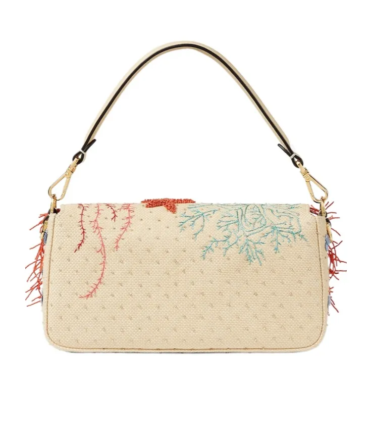 Woven Bag With Sea Garden Embroideries