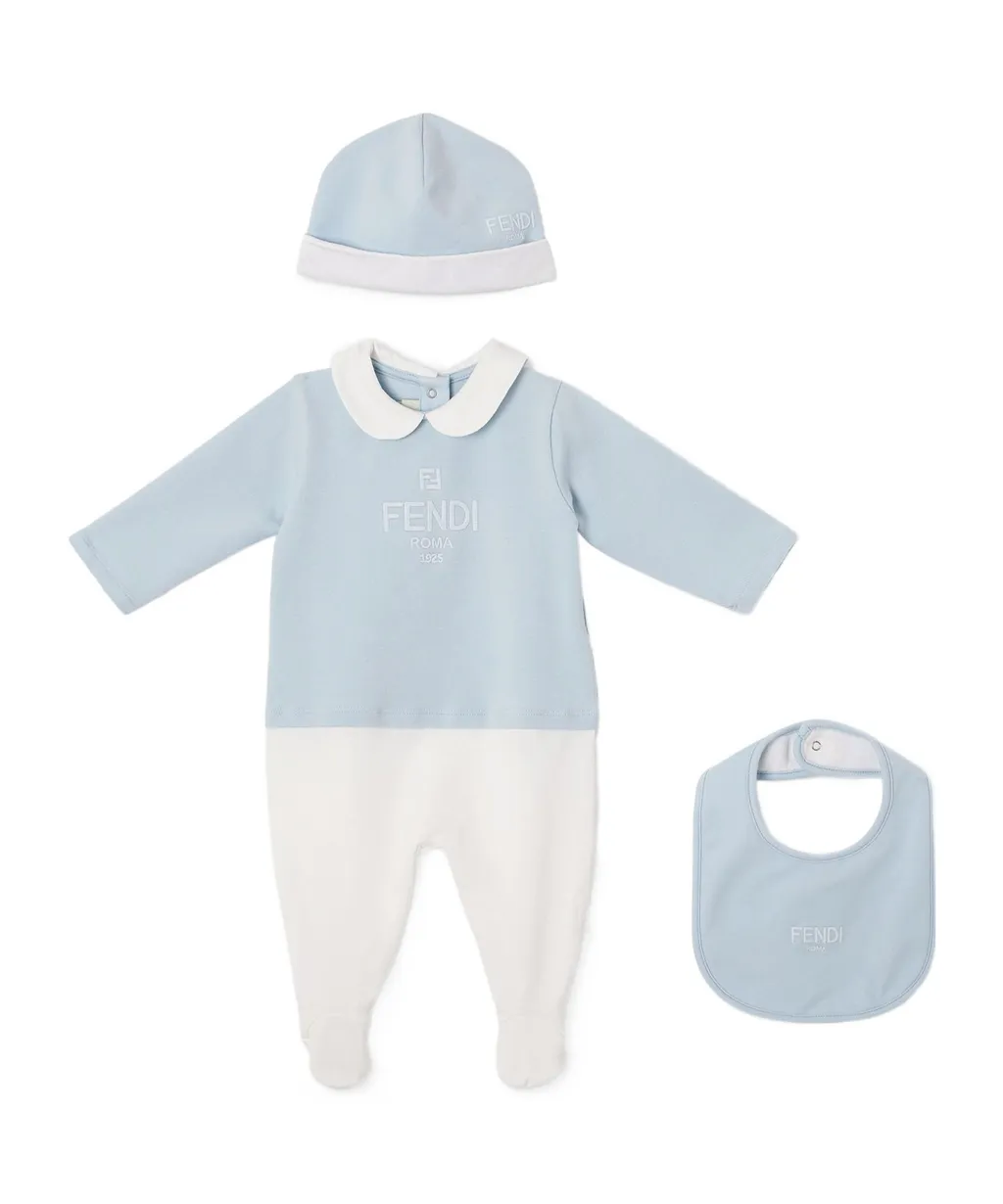 Logo-Embroidered Snap Button Babygrow Set
