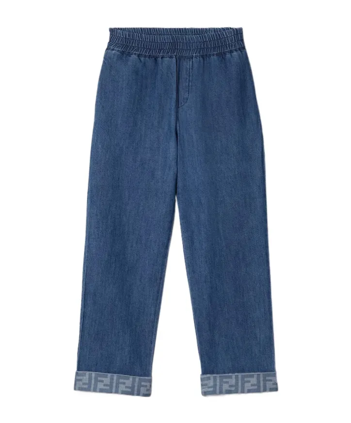 Logo-Detail Elastic-Waist Jeans