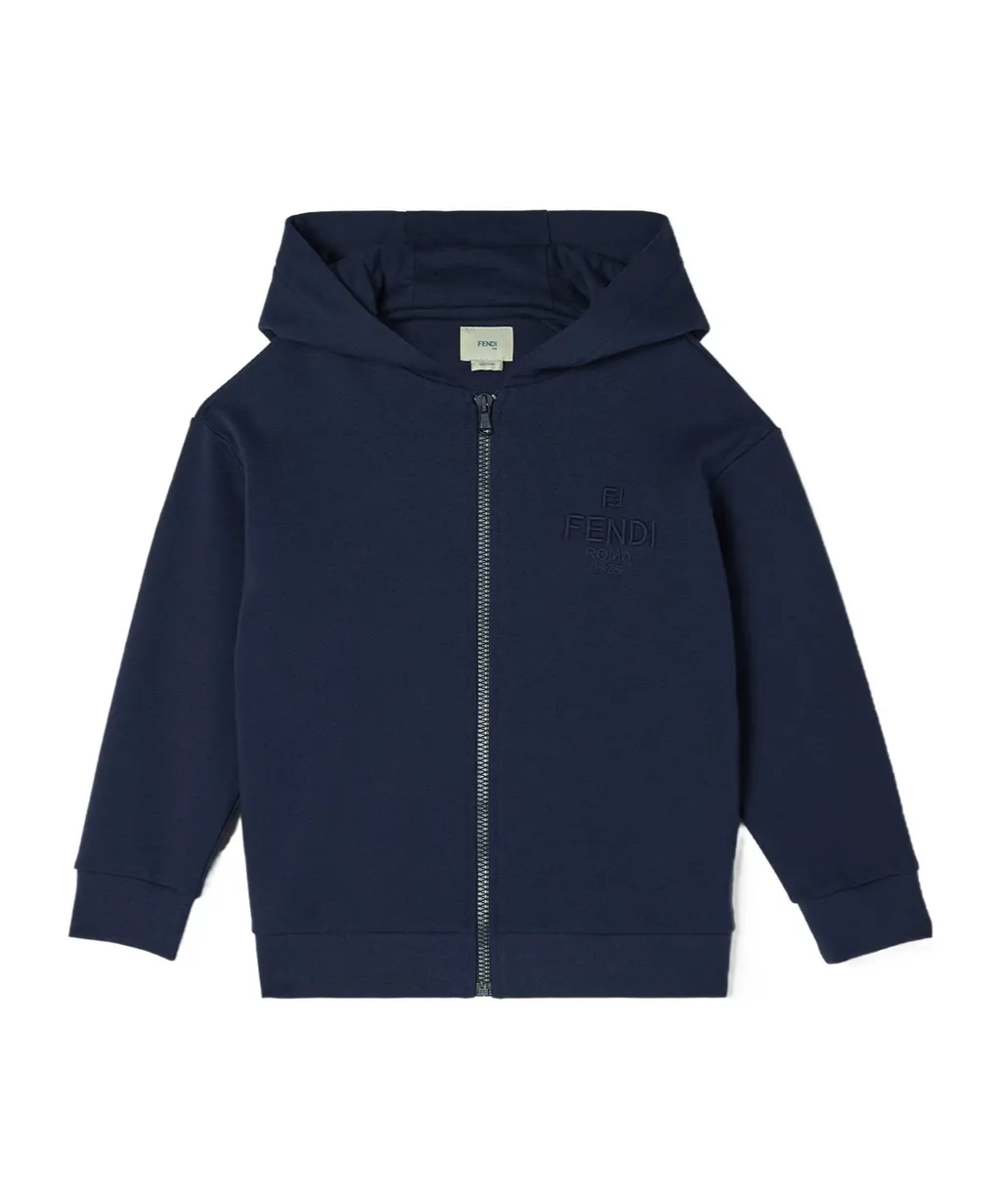 Logo Embroidered Zip-Up Hoodie