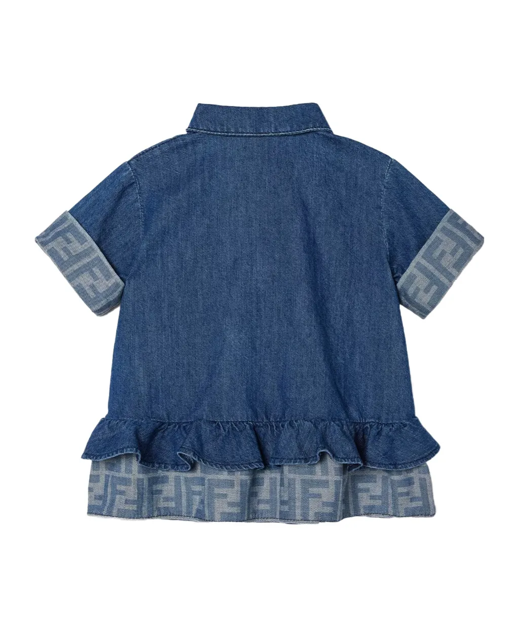 Logo Embroidered Denim Dress