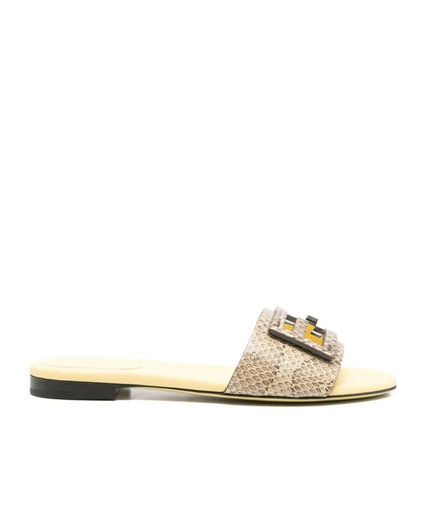 Snakeskin Leather Slides