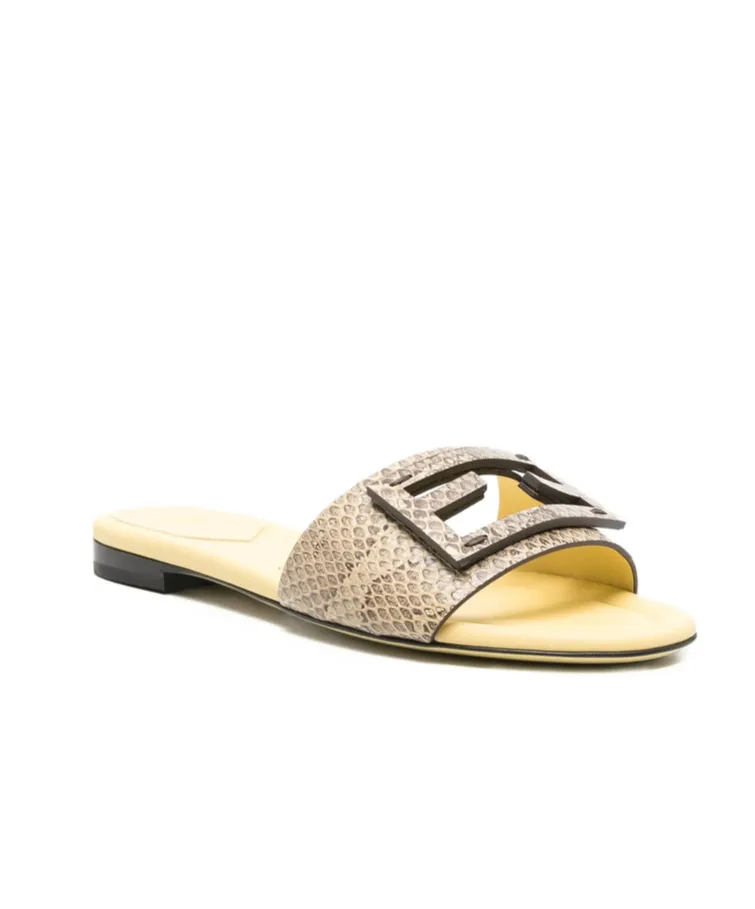 Snakeskin Leather Slides