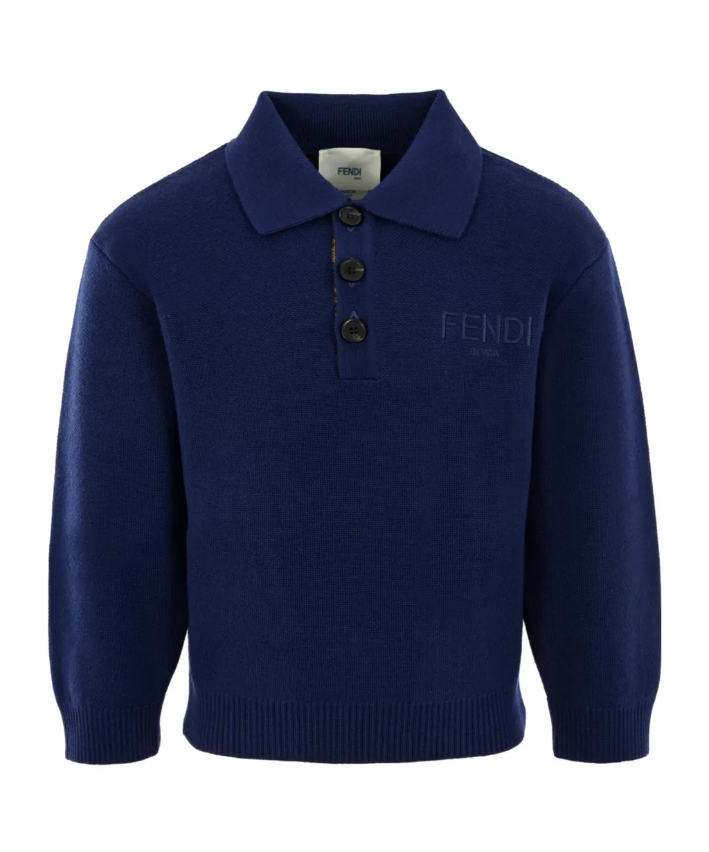 Embroidered-Logo Wool Polo Shirt