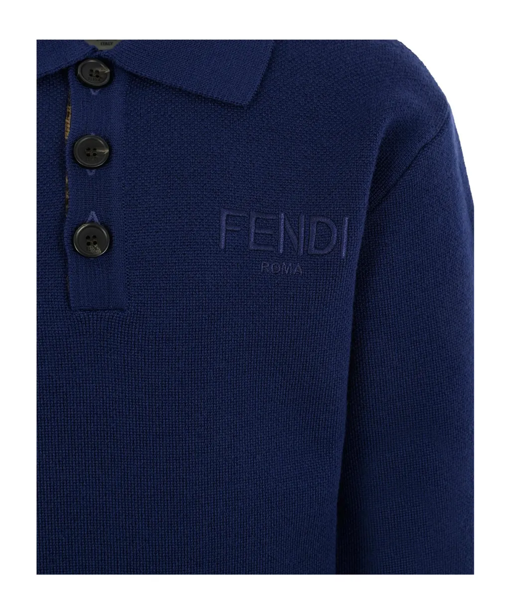 Embroidered-Logo Wool Polo Shirt