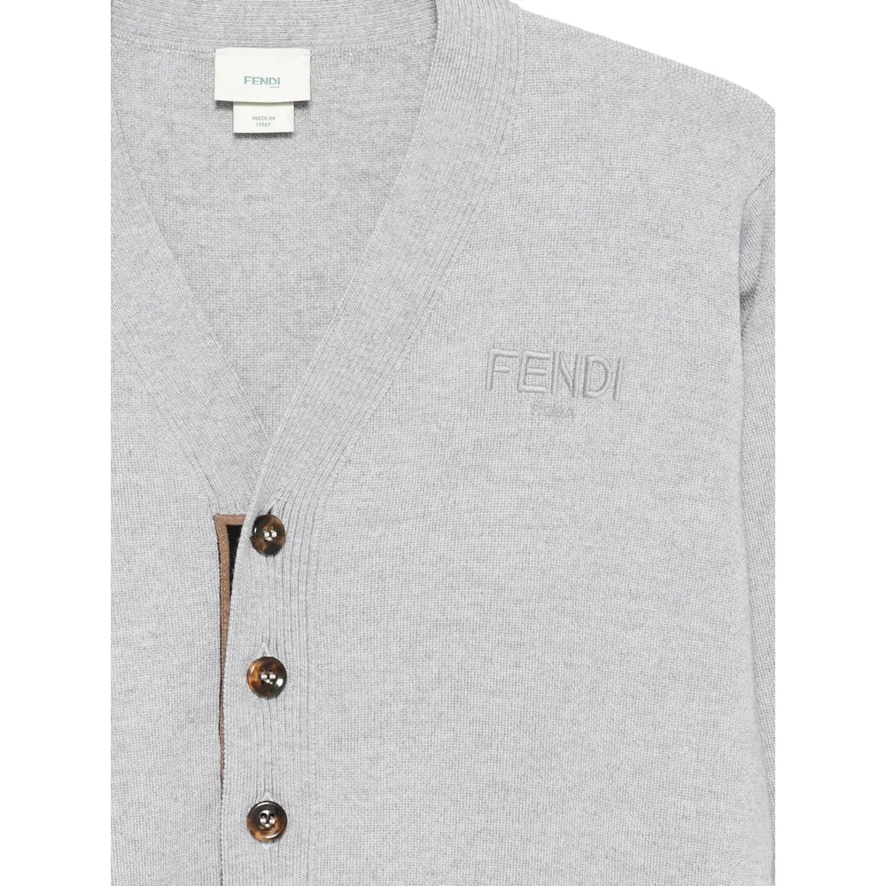 Knitted Logo Embroidered Cardigan