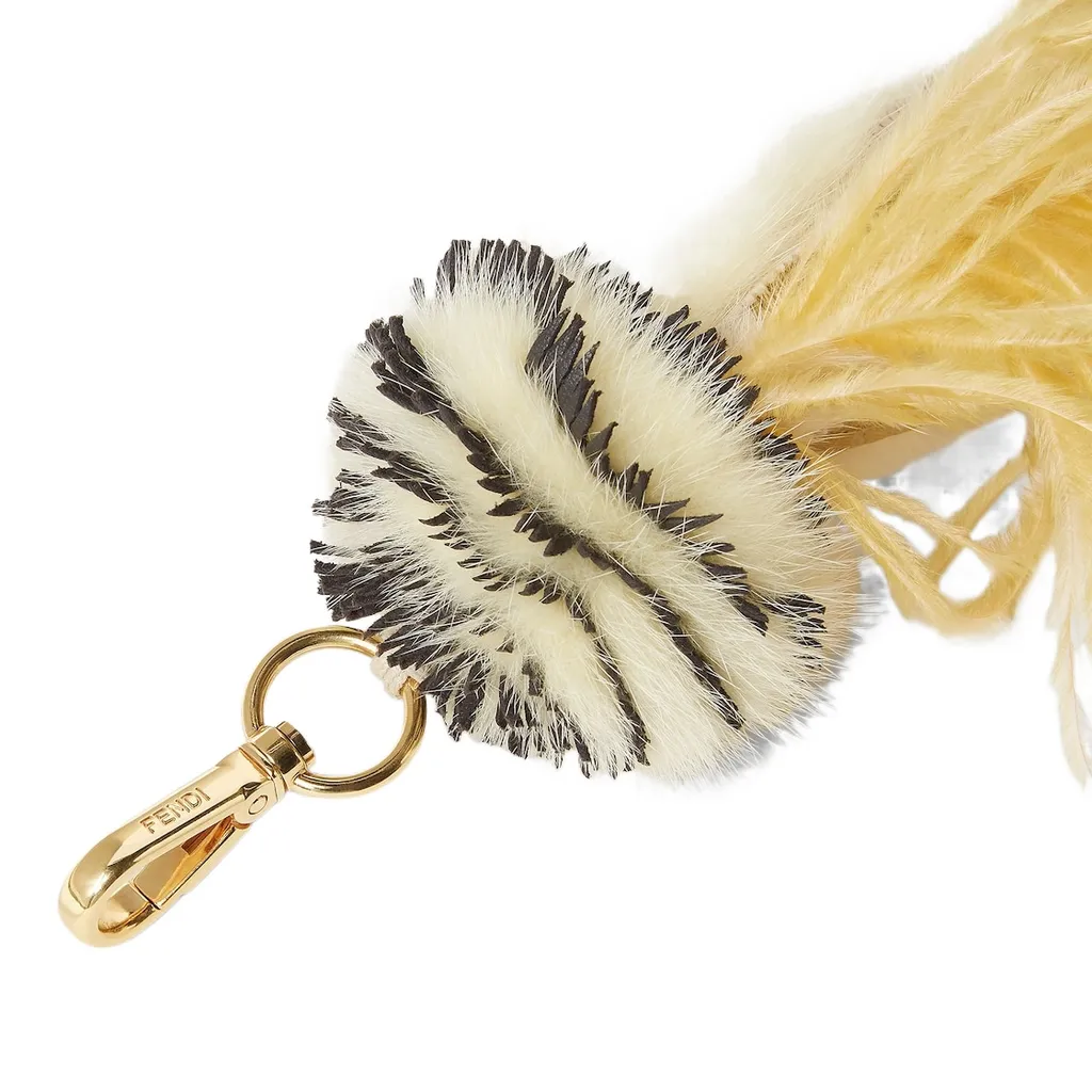 Multicolor Leather, Feather And Mink Charm