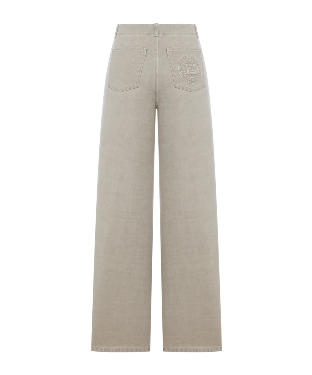 Logo Detailed Wide-Leg Jeans