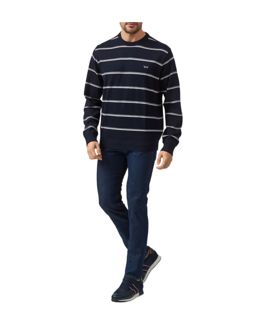 Round-Neck Striped Pullover