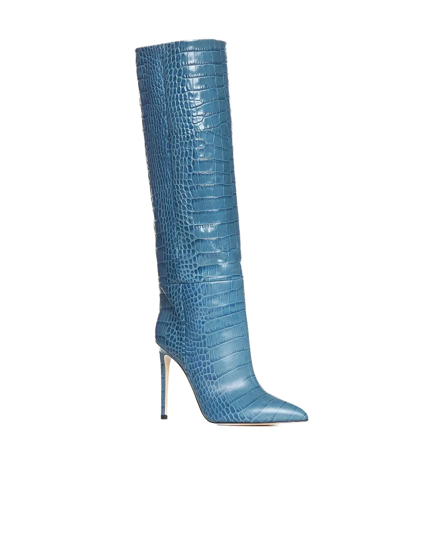 Embossed Knee-High Stiletto Boots