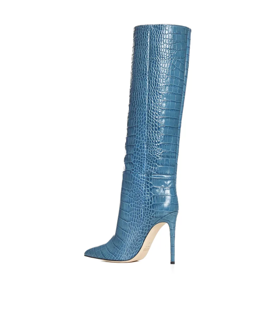Embossed Knee-High Stiletto Boots