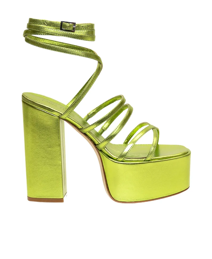 Melena Metallic Ankle Strapped Platform Sandals