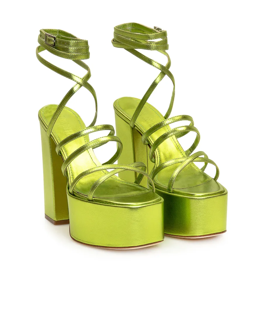 Melena Metallic Ankle Strapped Platform Sandals
