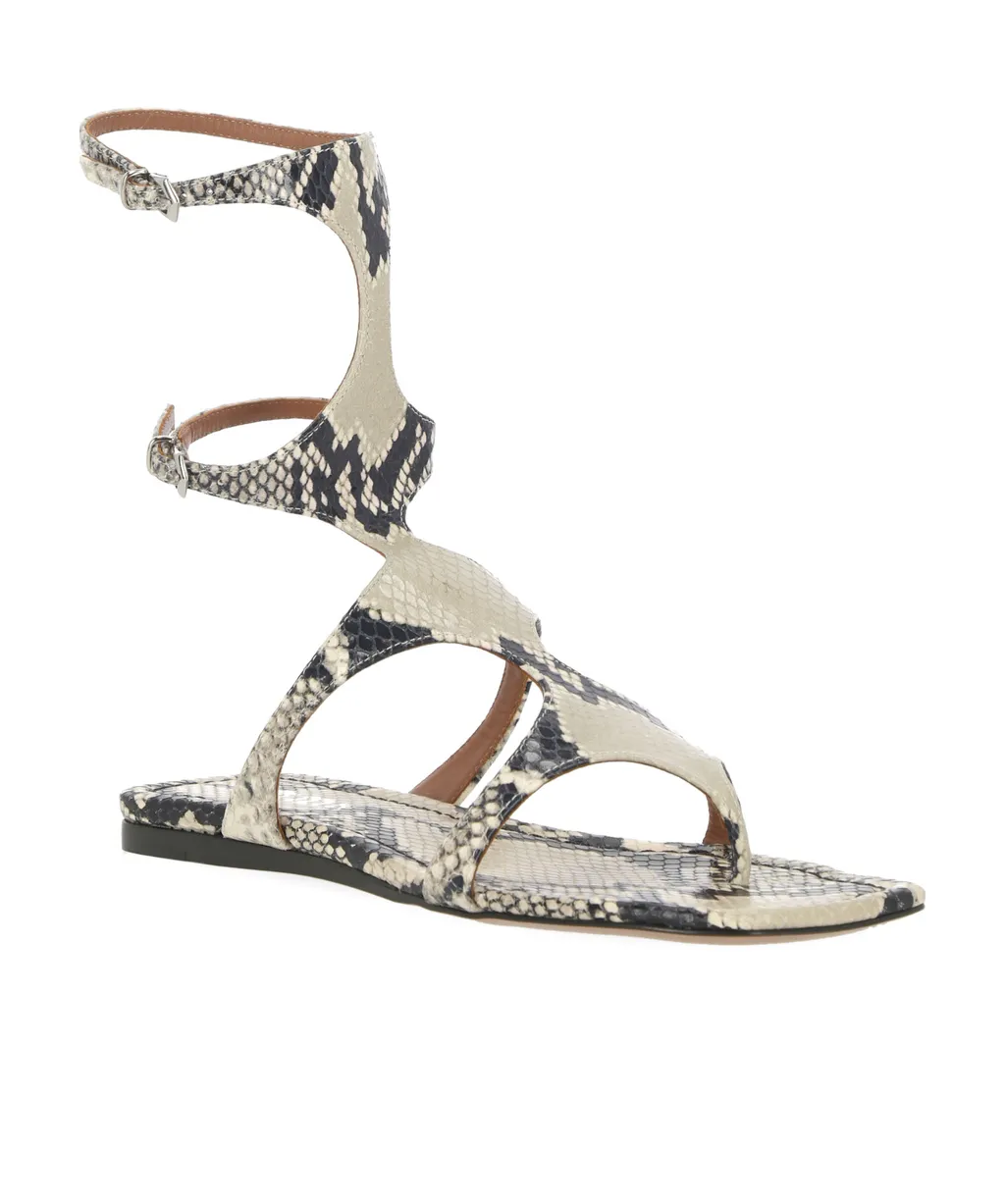 Uma Embossed Flat Sandals