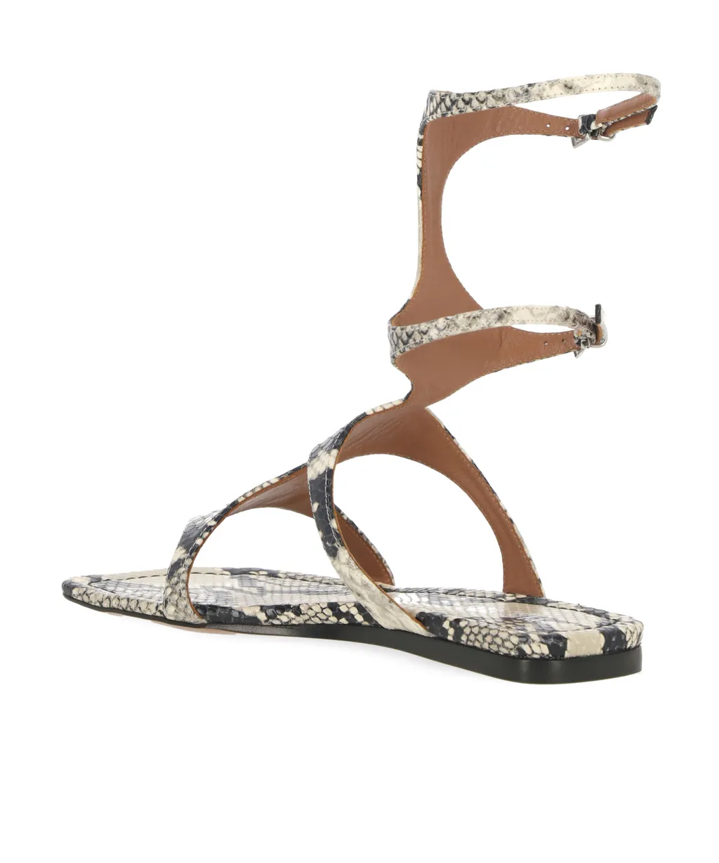 Uma Embossed Flat Sandals