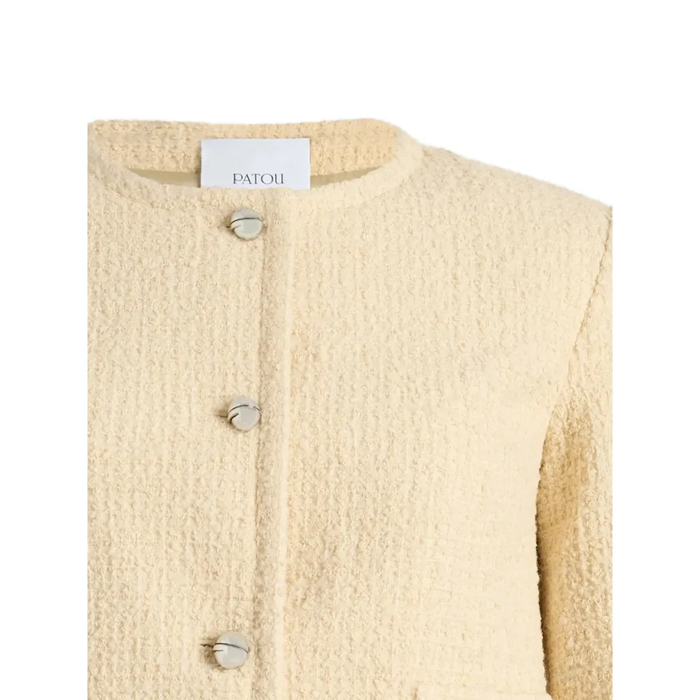 Collarless Tweed Jacket