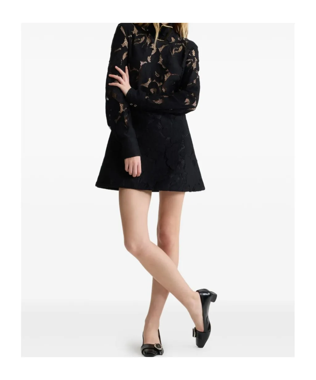 Buckle-Collar Lace Dress