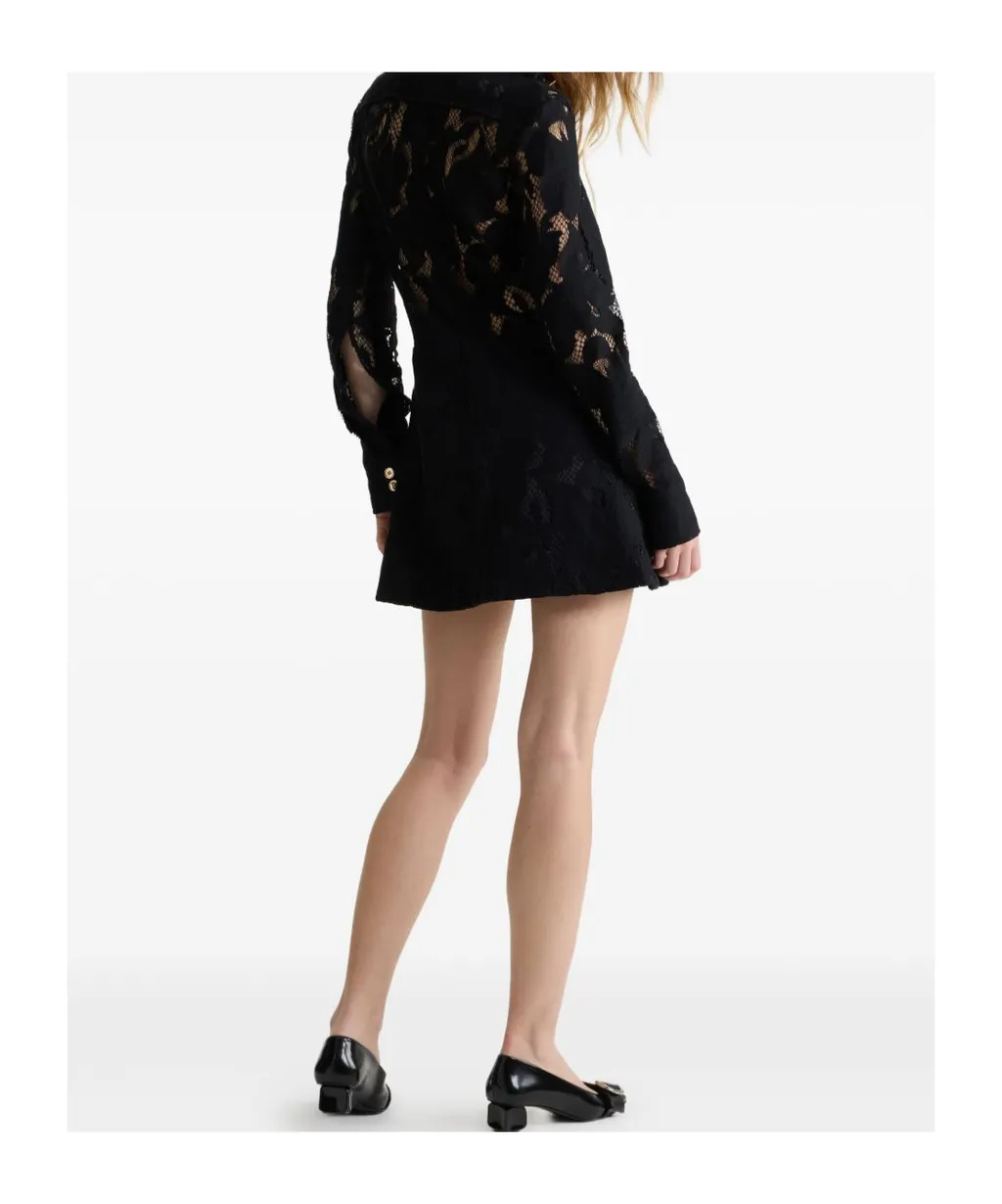 Buckle-Collar Lace Dress
