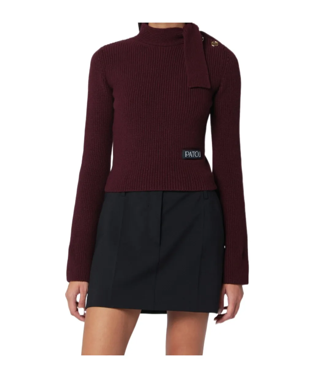 Scarf Collar Long Sleeve Sweater