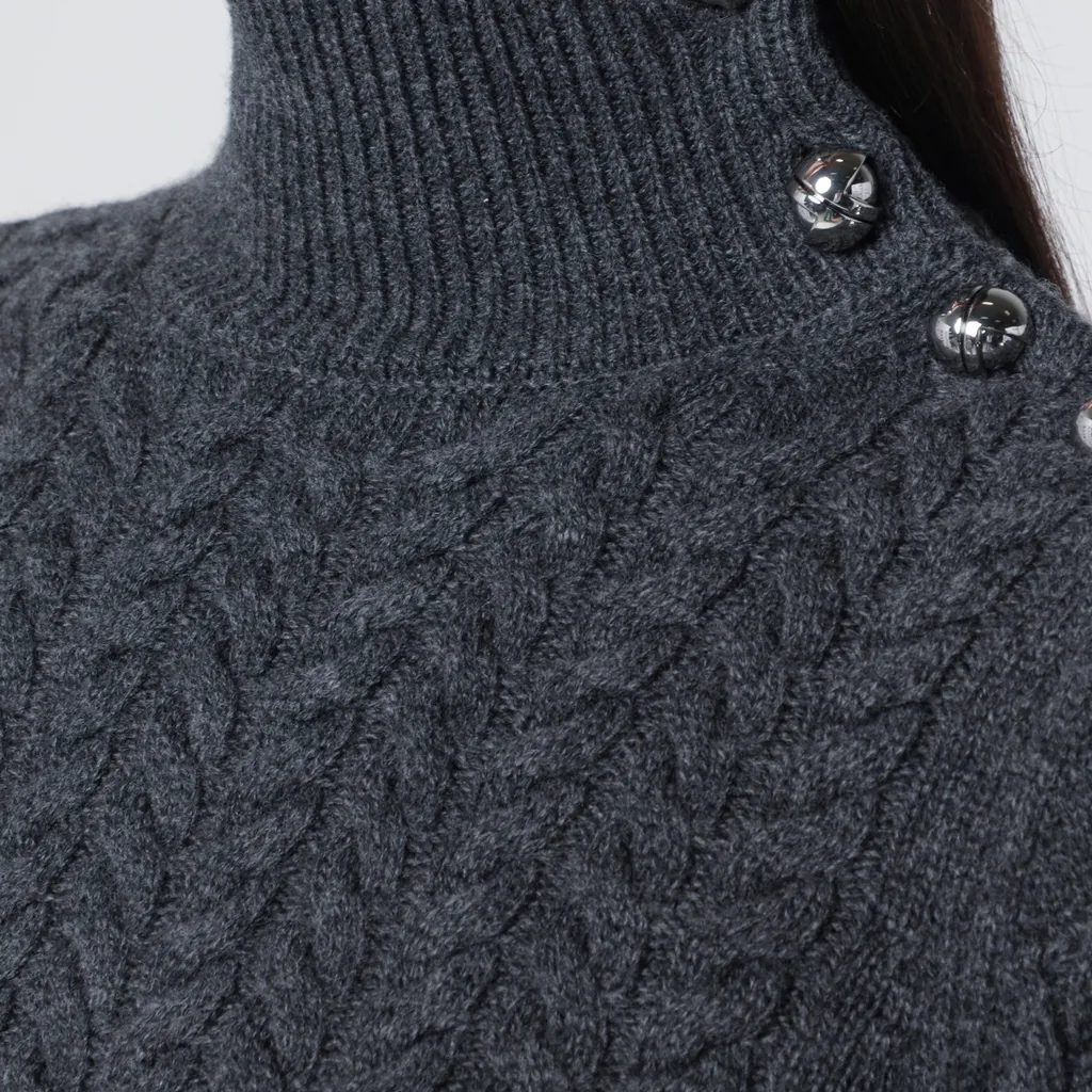 Cable-Knit Sweater With Faux Fur Tassels