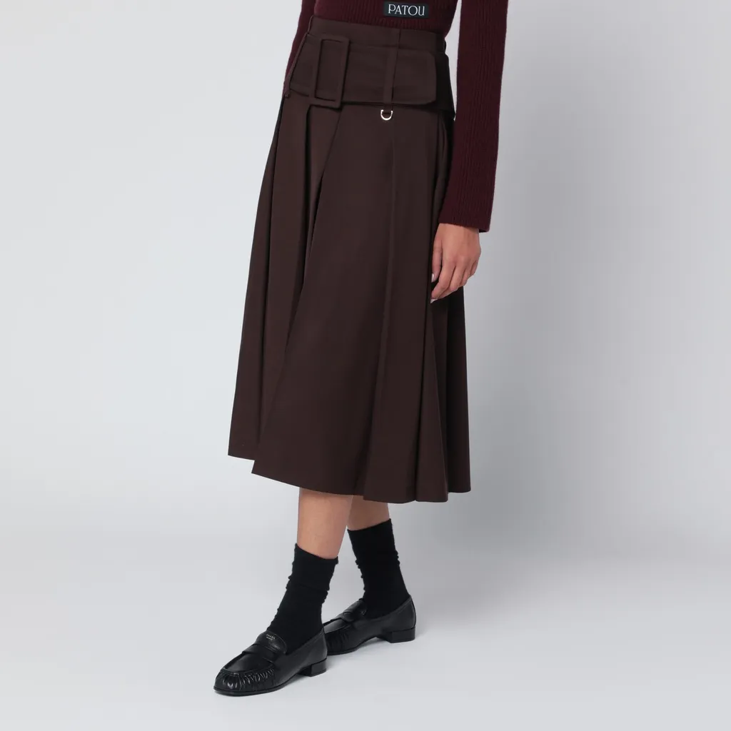 Wide Pleated Zipper Skirt