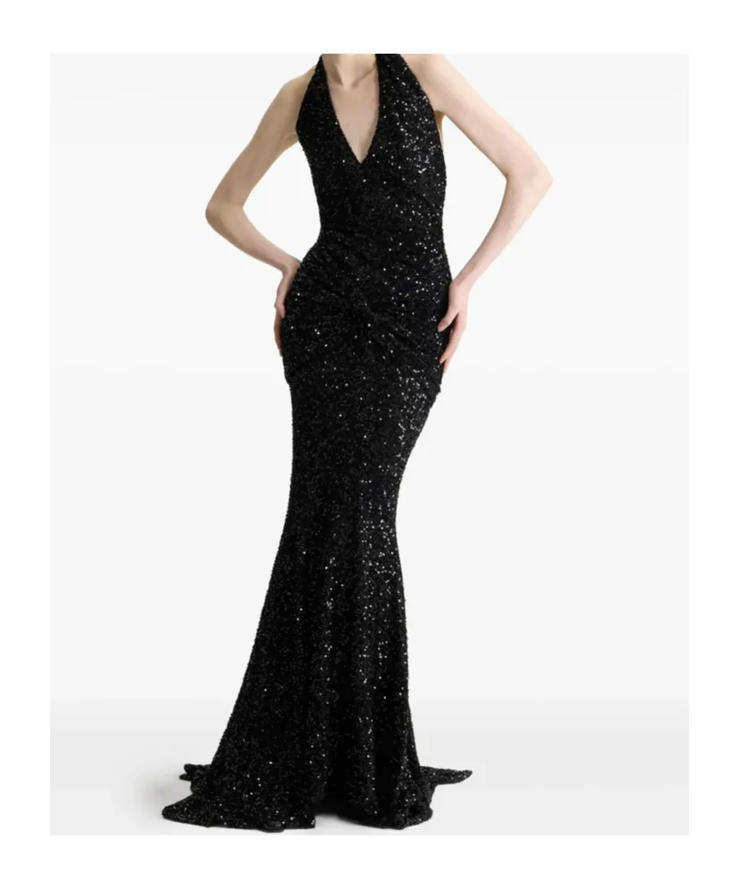 Sequinned Halterneck Maxi Dress