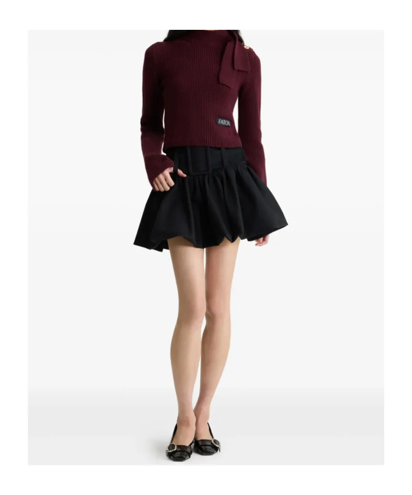 Belted Bubble Mini Skirt