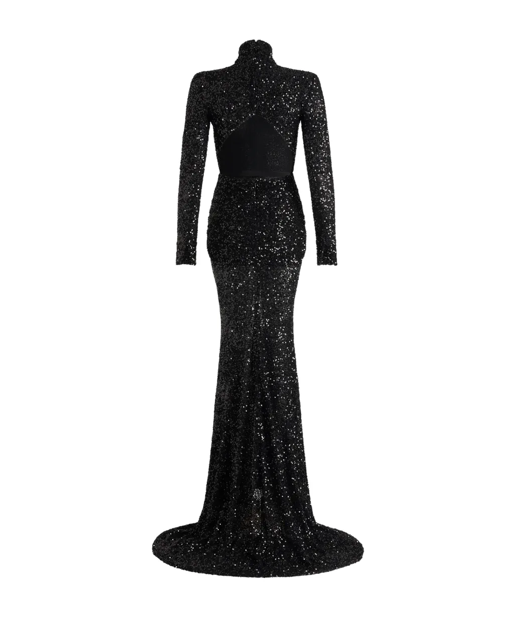 Sequinned High-Neck Maxi Dress