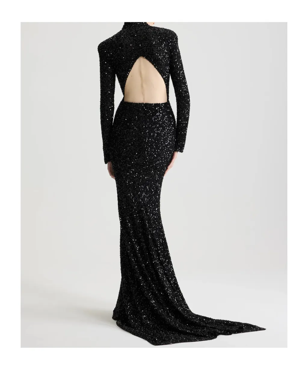 Sequinned High-Neck Maxi Dress
